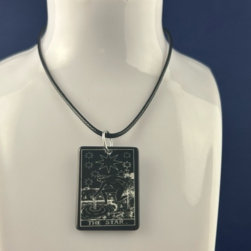 Black Tarot Card Pendant Necklace